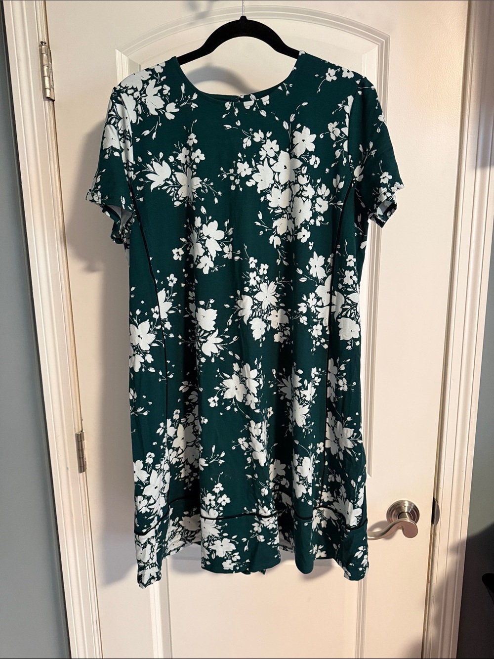 Floral Forest Green Short-Sleeve Midi Dress